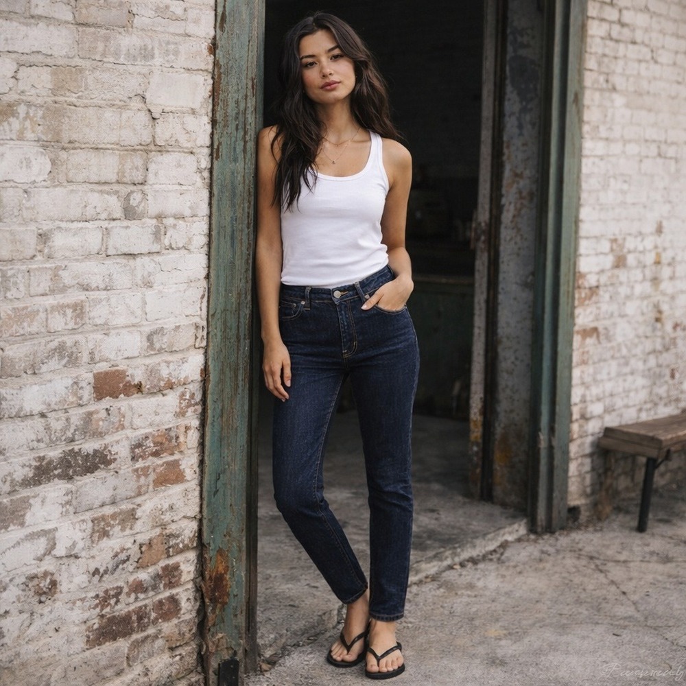 Imogene + Willie Imogene Slim Straight Jeans‎ 27 Dark Indigo Mid Rise RN 139065